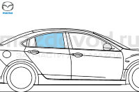 Стекло боковое заднее правое для Mazda 6 (GH) (SDN) (GREEN) (MAZDA) GS1D725119D GS1D72511 MAZDOVOD.RU +7(495)725-11-66 +7(495)518-64-44 8(800)222-60-64