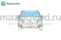 Стекло лобовое (W/HW, W/O RS) для Mazda 3 (BL) (PILKINGTON) 5175AGNHW 