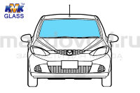 Стекло лобовое для Mazda 2 (DE) (W/RS) (07-10) (KMK GLASS) MZDT0004