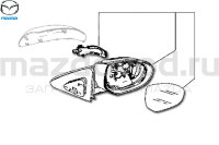 Корпус левого зеркала для Mazda 3 (BL) (W/POWER FOLD MIRROR, DRV.SIDE-WIDE ANGLE, W/HEATER>W/O LANE CHANGE AID) W/FENDER SIDE TURN LAMP) (MAZDA) BBR36918ZD BBR36918ZE BBR36918ZF BBR36918ZH BBR36918ZK BBR36918ZM 