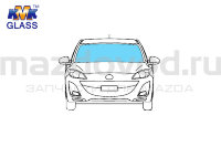 Стекло лобовое для Mazda 3 (BL) (W/HWS; W/O RS) (08-13) (KMK GLASS) 5175AGNH1
