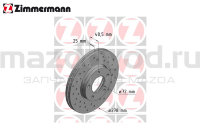 Диски тормозные передние для Mazda 5 (CR/CW) (ПЕРФ.) (R15) (ZIMMERMANN) 370307652