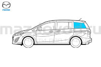 Стекло заднее левое для Mazda 5 (CW) (GREEN) (MAZDA) CG1563950C9D CG1563950 CG1563950C CG1563950B CG1563950A CG1563950A9D CG15639509D 